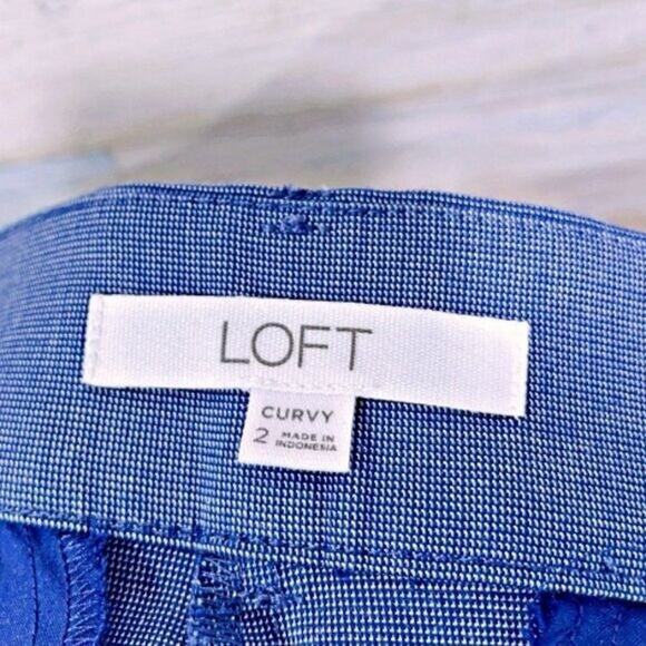 LOFT The Curvy Riviera Pant Blue Mid Rise Ankle Crop Office Work Career Womens 2 - Picture 3 of 5